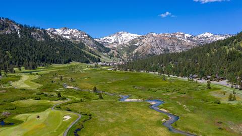 Drone photo of summer views from Squaw Valley