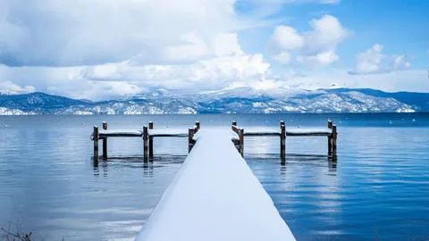 Scenic Photo of Tahoe City, CA with New Snow