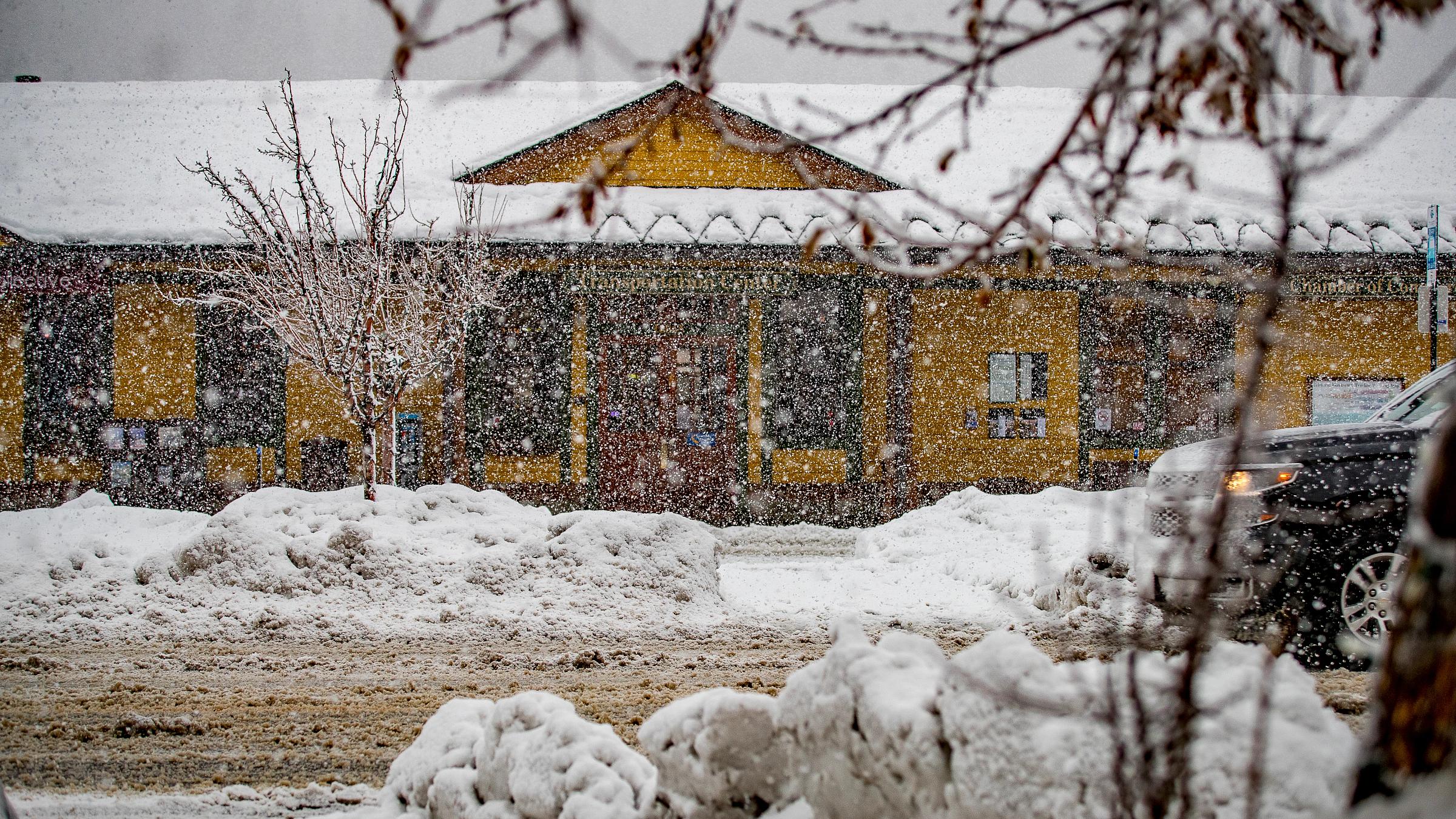 The transportation depot in Truckee, CA after a Januburied 2017 storm cycle