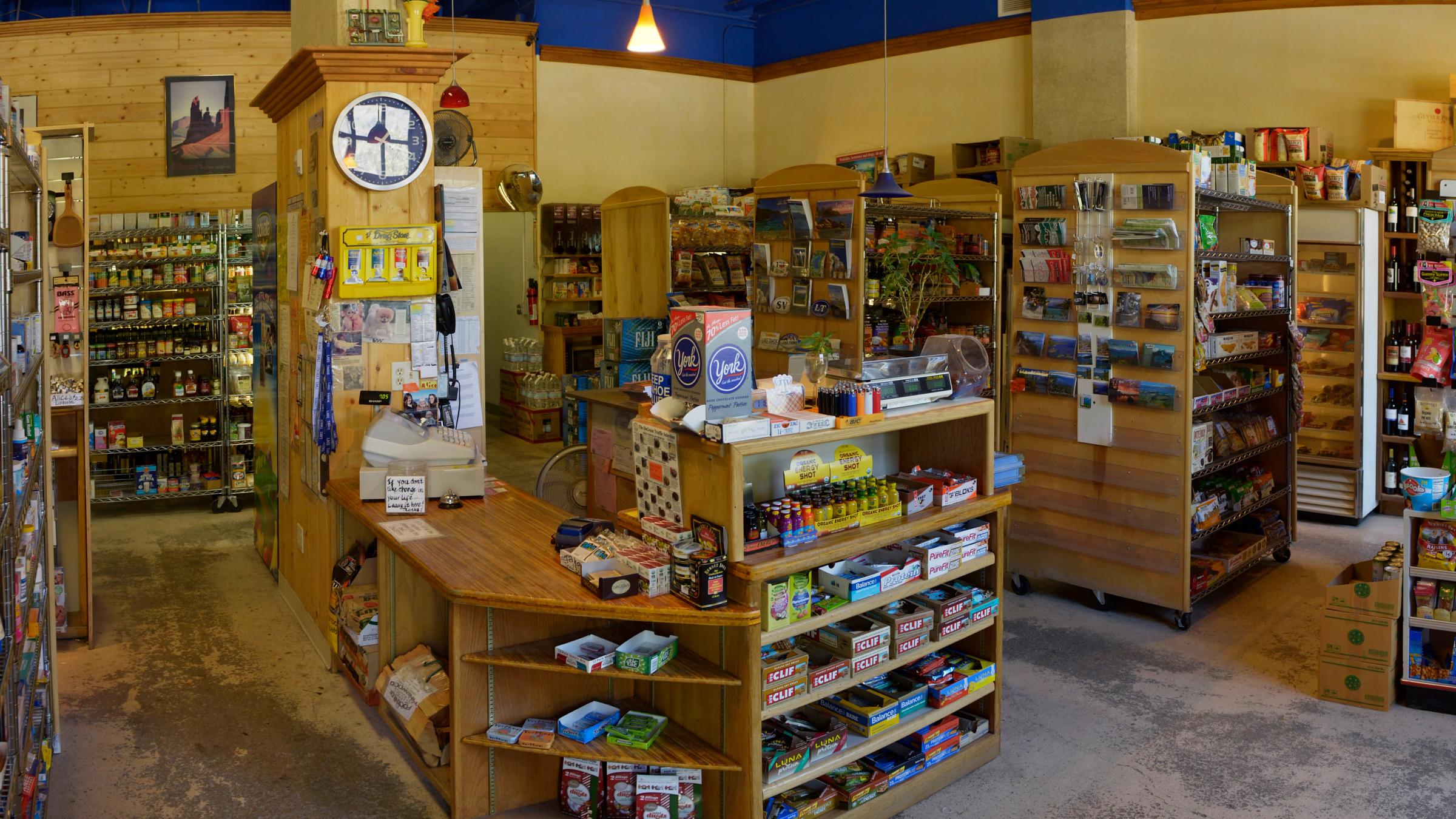 The interior of Alice's Mountain Market, which provides organic food and pharmaceuticals.