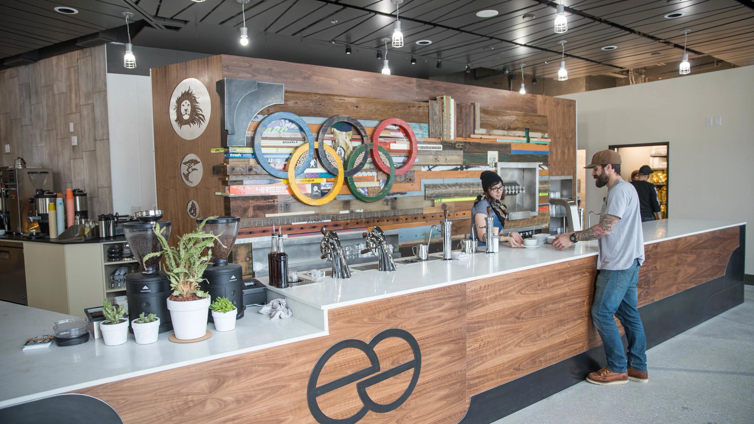 A view of the unique backdrop for Coffeebar at Squaw Valley