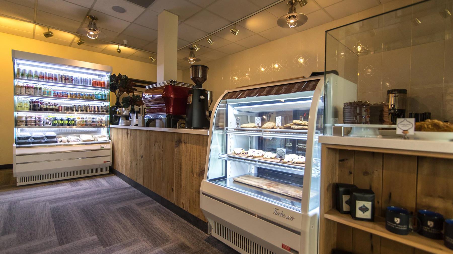 High Camp Marketplace pastry case and fridge