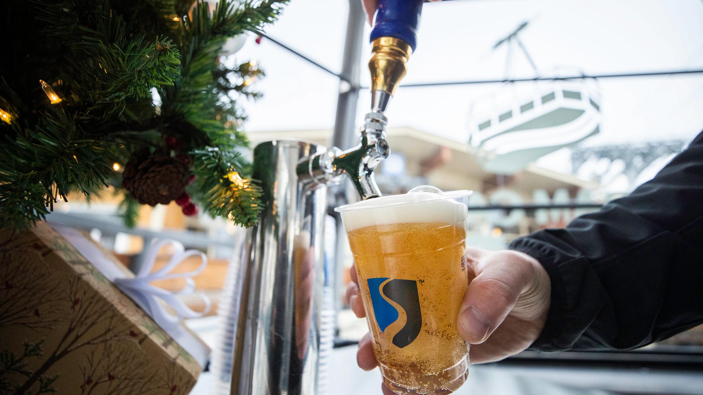 The retro Tram Car Bar in The Village at Squaw Valley