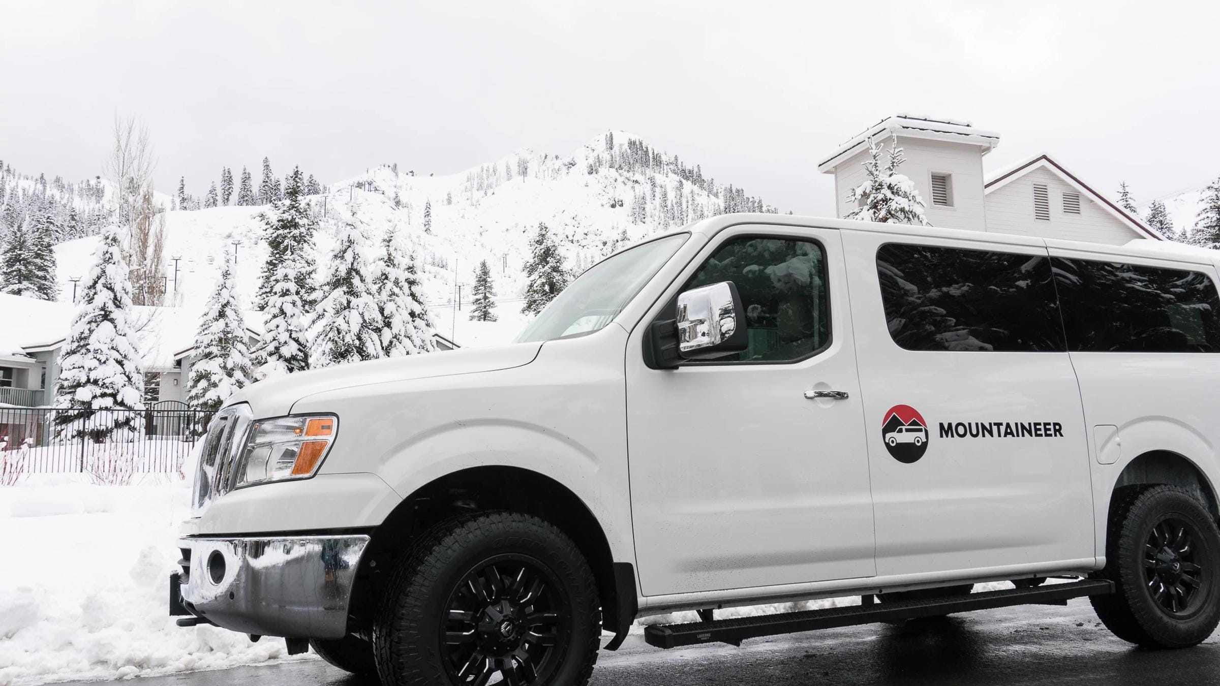 The Mountaineer Shuttle on a snowy day at Squaw Valley