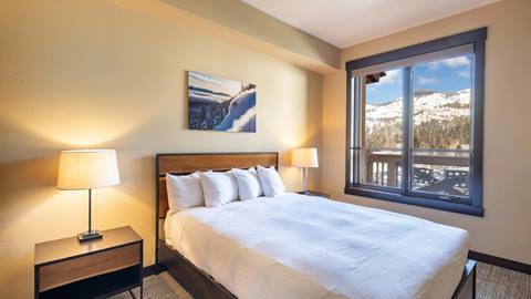 A 2-bedroom unit in The Village at Palisades Tahoe in the springtime.