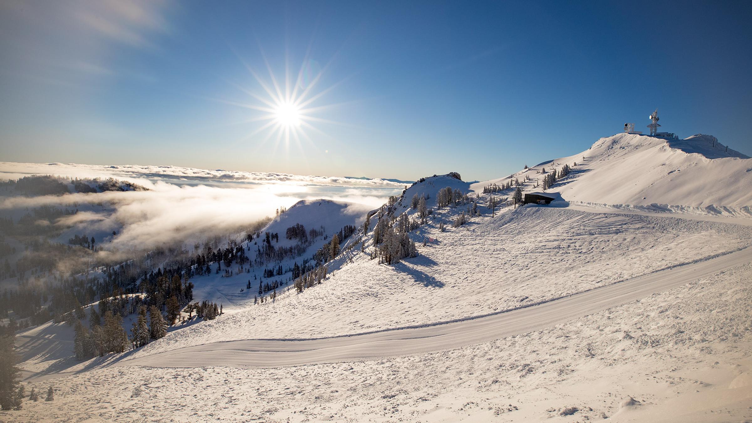 Early morning scenics of alpine meadow from the top of summit chair