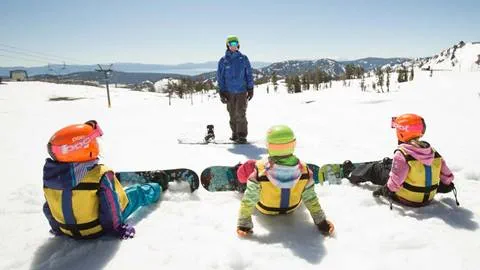 Ski School at Squaw Valley Mountain Resort., Grommets Snowboard Lesson at Squaw Valley, Lake Tahoe
