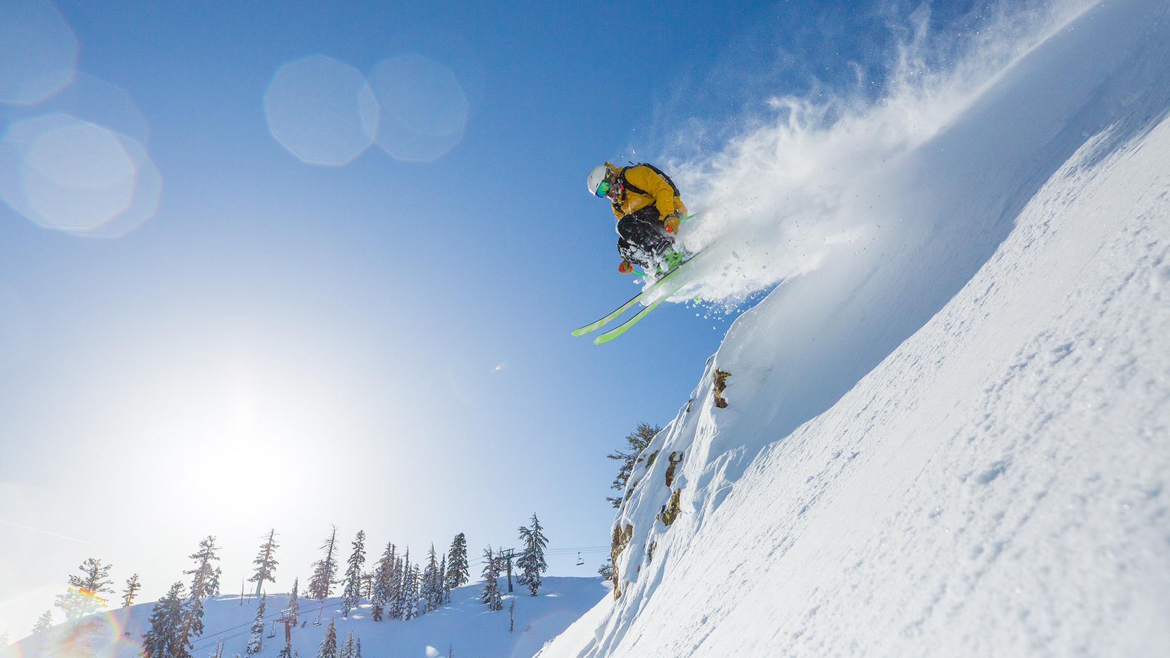 Skiing deep powder at Alpine Meadows